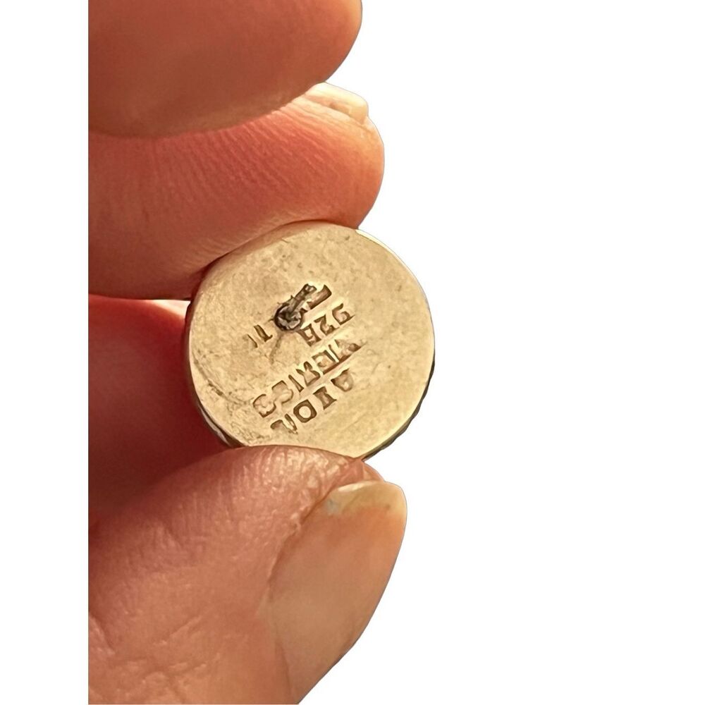 Sterling Silver Large Solid Stud Round Earrings W… - image 4